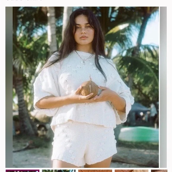 Sabo Cream Chunky Knit Pom Pom Sweater Poncho Oversized Small Boho Cozy - Picture 9 of 10